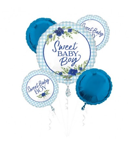 Sweet Baby Boy Super Fun Foil Balloon Bouquet - Standard. An arrangement by Balloon Bouquets Plus.