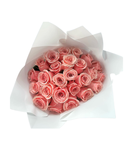 Korean Wrap Pink Rose Bunch - Standard. An arrangement by Believe Flowers.