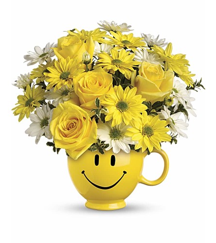Be Happy® Bouquet with Roses - Deluxe. An arrangement by Flowers and Beyond.