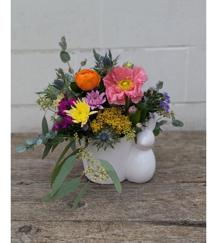 Whimsy Meadow Bunny Blooms. An arrangement by The Garden Gate Gifts and Florals.