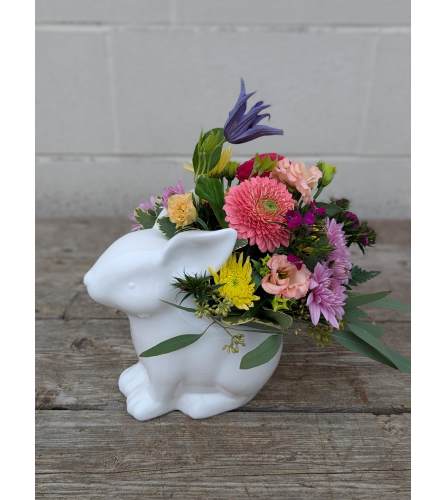 Colourful Blooming Bunny. An arrangement by The Garden Gate Gifts and Florals.