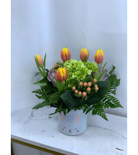Bunny Blossom Delight. An arrangement by Anderson Flowers.