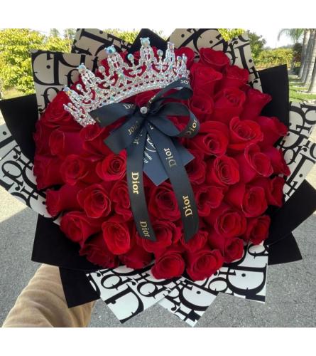 Queen 70 Roses. An arrangement by Butterflies Flower Shop.