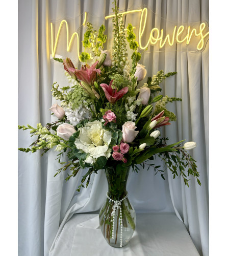 Blush Elegance 25. An arrangement by M's Flowers.