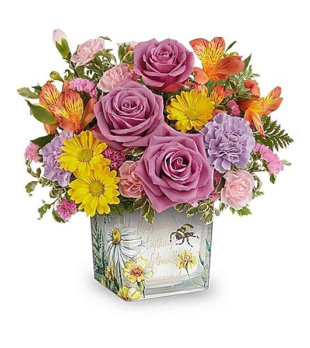 Sweet Buzz Radiance Blooms - Deluxe. An arrangement by Blushing Flowers.