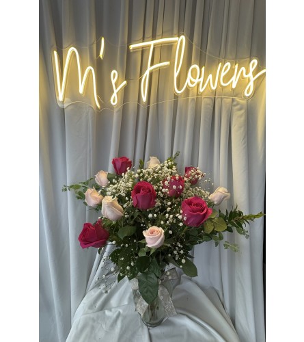 PINK SHADE OF ROSES 2025. An arrangement by M's Flowers.