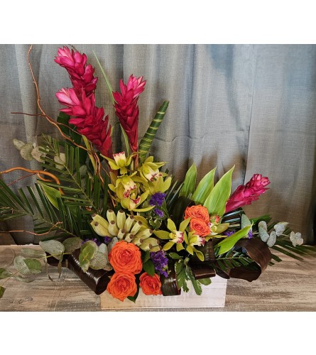 Tropical Paradise Arrangement. An arrangement by Florist of the Northwoods.
