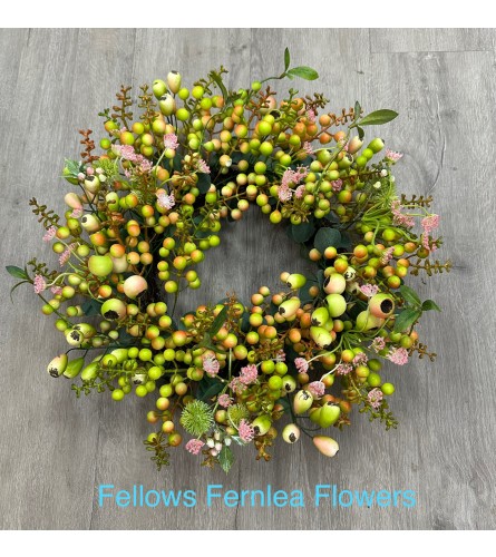 Summer Berry Wreath. An arrangement by Fellows Fernlea Flowers.