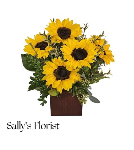 Sally's Golden Joy Arrangement. An arrangement by Triple A Florist.