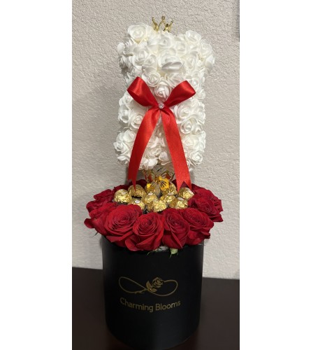 Mama Red Bear. An arrangement by Charming Blooms.
