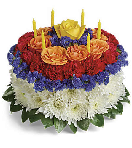 Floral Birthday Cake - Deluxe. An arrangement by Cincyfloralnista.