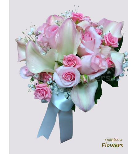 Blush and Calla Embrace. An arrangement by FullBloom Flowers.