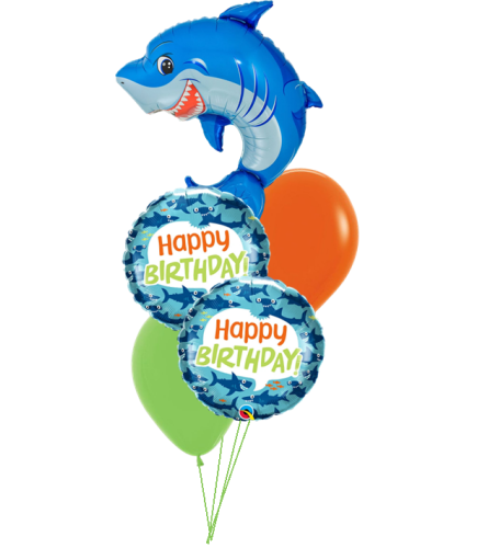 Birthday Fun Sharks Colourful Cheerful Balloon Bouquet. An arrangement by Balloon Bouquets Plus.