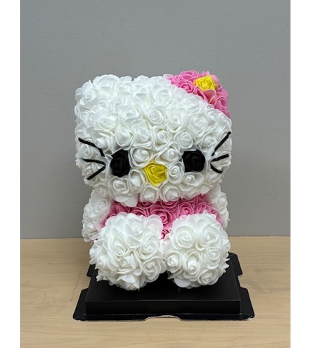 Hello Kitty Faux Rose Bear. An arrangement by Owen Sound Flowers.