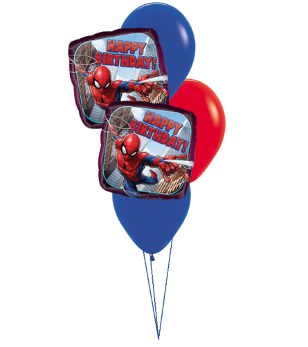 Spiderman Birthday Colourful Classic Balloon Bouquet. An arrangement by Balloon Bouquets Plus.