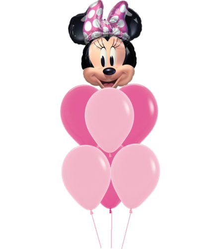 Minnie Mouse Pinky Awesome Balloon Bouquet. An arrangement by Balloon Bouquets Plus.