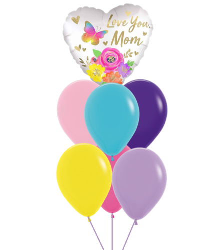 Love You Mom Floral Awesome Balloon Bouquet. An arrangement by Balloon Bouquets Plus.