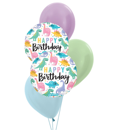 Birthday Colourful Dinos Classic Balloon Bouquet. An arrangement by Balloon Bouquets Plus.