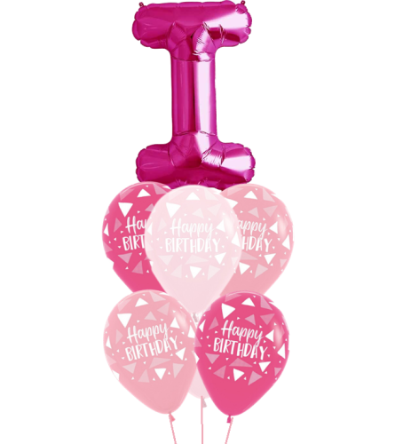 Monogram Pink I Birthday Awesome Balloon Bouquet. An arrangement by Balloon Bouquets Plus.