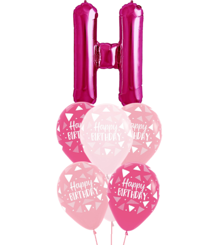 Monogram Pink H Birthday Awesome Balloon Bouquet. An arrangement by Balloon Bouquets Plus.
