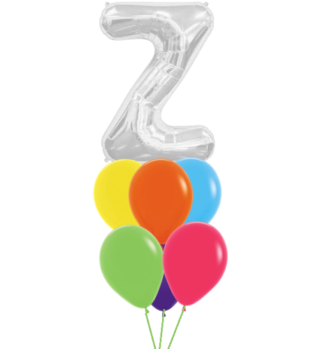Monogram Silver Z Birthday Awesome Balloon Bouquet. An arrangement by Balloon Bouquets Plus.