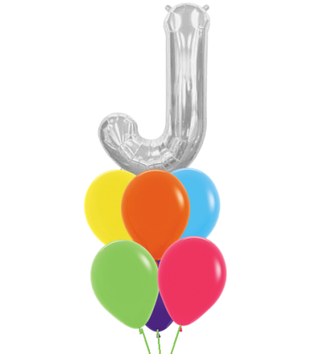 Monogram Silver J Birthday Awesome Balloon Bouquet. An arrangement by Balloon Bouquets Plus.