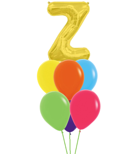 Monogram Gold Z Birthday Awesome Balloon Bouquet. An arrangement by Balloon Bouquets Plus.