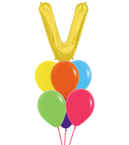 Monogram Gold V Birthday Awesome Balloon Bouquet. An arrangement by Balloon Bouquets Plus.