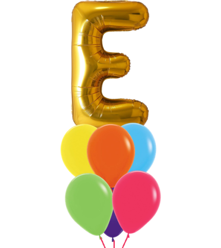 Monogram Gold E Birthday Awesome Balloon Bouquet. An arrangement by Balloon Bouquets Plus.