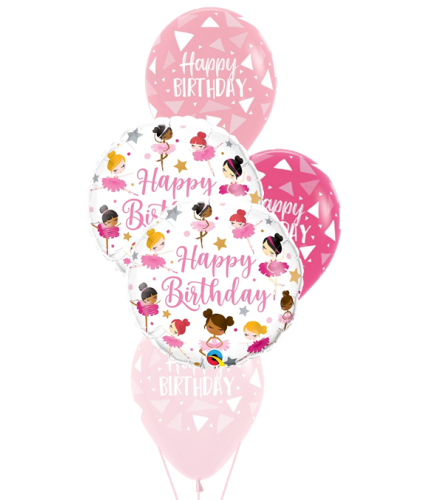 Birthday Ballerinas Classic Balloon Bouquet. An arrangement by Balloon Bouquets Plus.