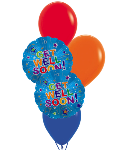 Get Well Soon Silver Burst Classic Balloon Bouquet. An arrangement by Balloon Bouquets Plus.