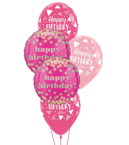 Happy Birthday Dotty Classic Balloon Bouquet. An arrangement by Balloon Bouquets Plus.