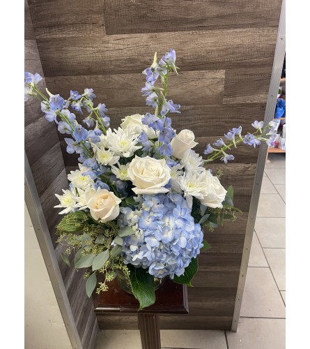 Heavenly Blues. An arrangement by Sonia's Florist.