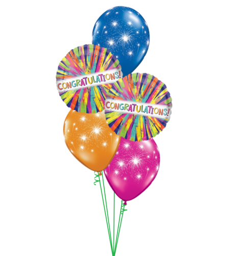 Congrats Paint Bursts Classic Balloon Bouquet. An arrangement by Balloon Bouquets Plus.