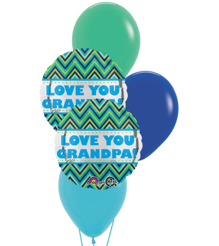 Love You Grandpa Classic Balloon Bouquet. An arrangement by Balloon Bouquets Plus.