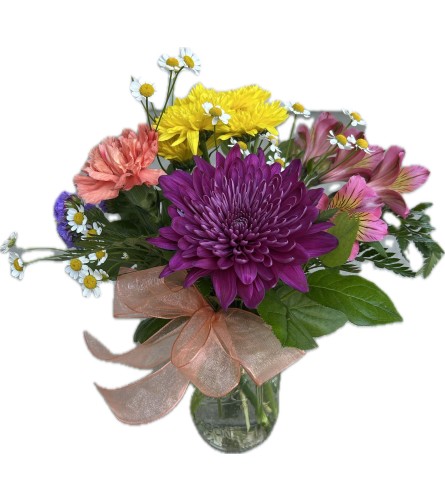 Jar of Joy - Deluxe. An arrangement by Hills Valley Floral.