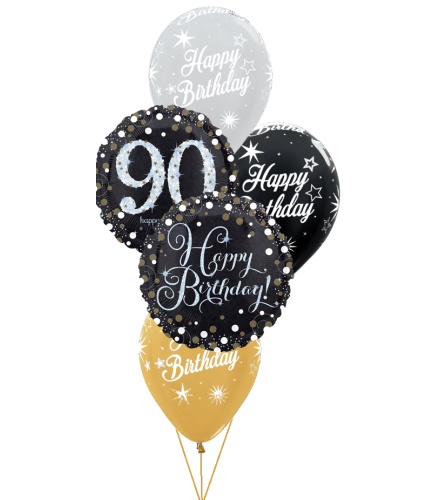 Sparkling Birthday 90th Classic Balloon Bouquet. An arrangement by Balloon Bouquets Plus.