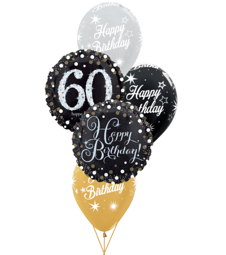 Sparkling Birthday 60th Classic Balloon Bouquet. An arrangement by Balloon Bouquets Plus.