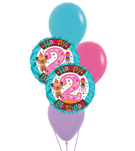 2nd Birthday Girl Classic Balloon Bouquet. An arrangement by Balloon Bouquets Plus.