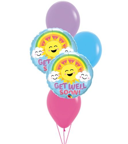 Get Well Soon Sunny Smiles Classic Balloon Bouquet. An arrangement by Balloon Bouquets Plus.