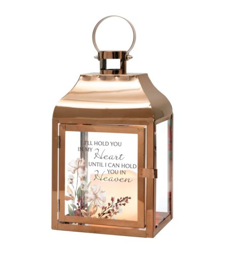 Lantern- In My Heart bronze. An arrangement by The Flower Hut.