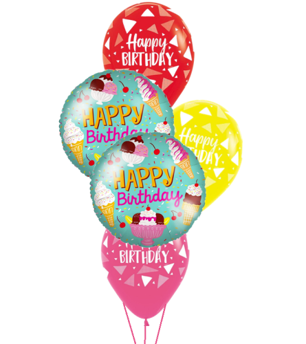 Happy Birthday Ice Cream Cone Classic Balloon Bouquet. An arrangement by Balloon Bouquets Plus.