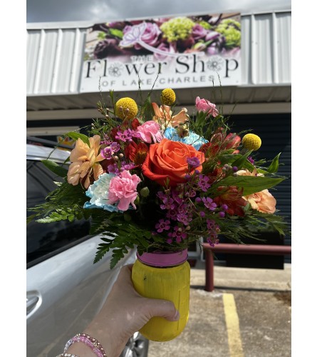 Back to School Bloom Jar. An arrangement by The Flower Shop of Lake Charles.