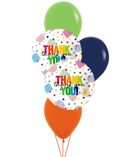 Thank You Dots Colourful Classic Balloon Bouquet. An arrangement by Balloon Bouquets Plus.