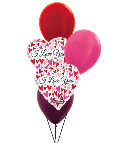 Love You Happy Hearts Classic Balloon Bouquet. An arrangement by Balloon Bouquets Plus.