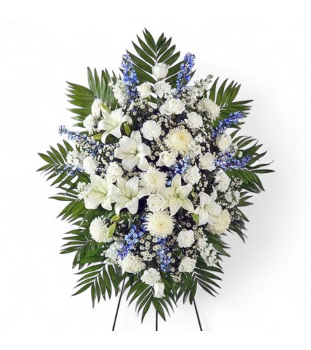 Heavenly Grace Standing Spray. An arrangement by Cinderella's Flowers.