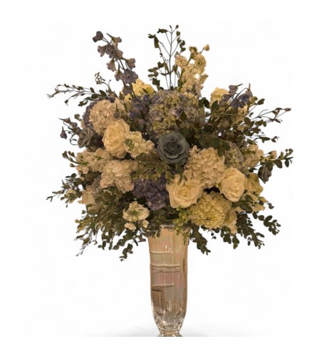 Hydrangea Harmony Table Centerpiece. An arrangement by Cinderella's Flowers.