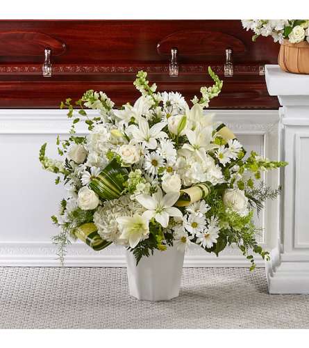 Thoughts of Tranquility Floor Basket - Deluxe. An arrangement by Sueppel's Flowers.