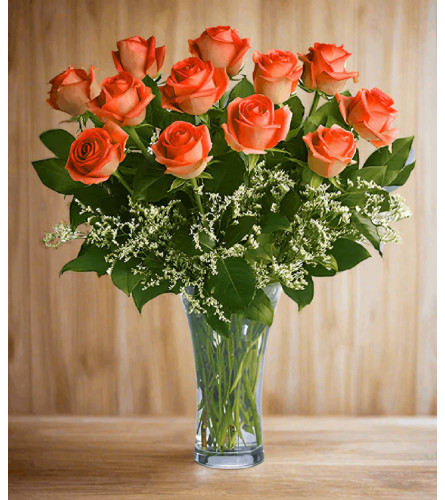 Bright Orange Roses. An arrangement by Flower Buds Florist PEI.
