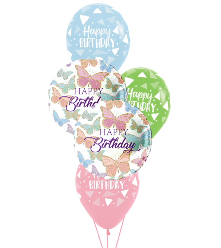 Butterfly Birthday Classic Balloon Bouquet. An arrangement by Balloon Bouquets Plus.